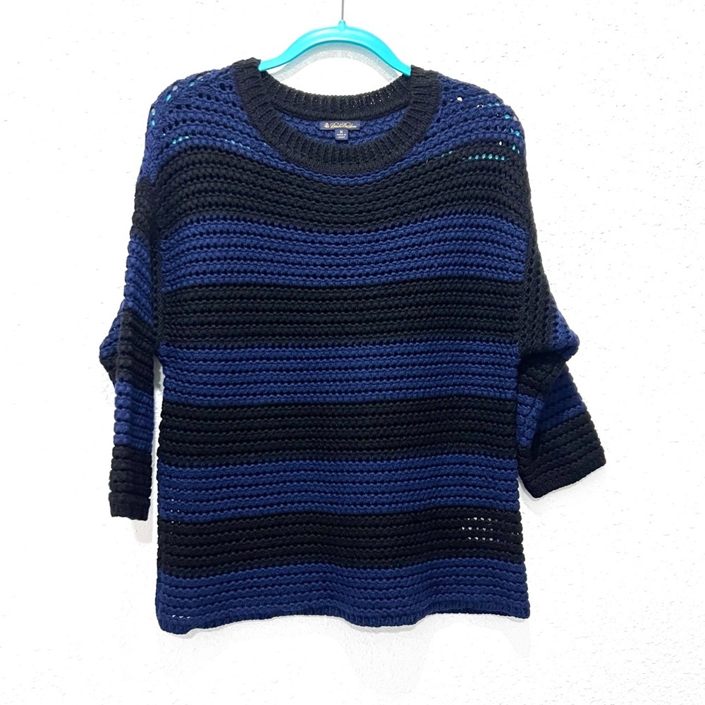 Brooks‎ Brothers Blue and Black 100% wool Striped Sweater M